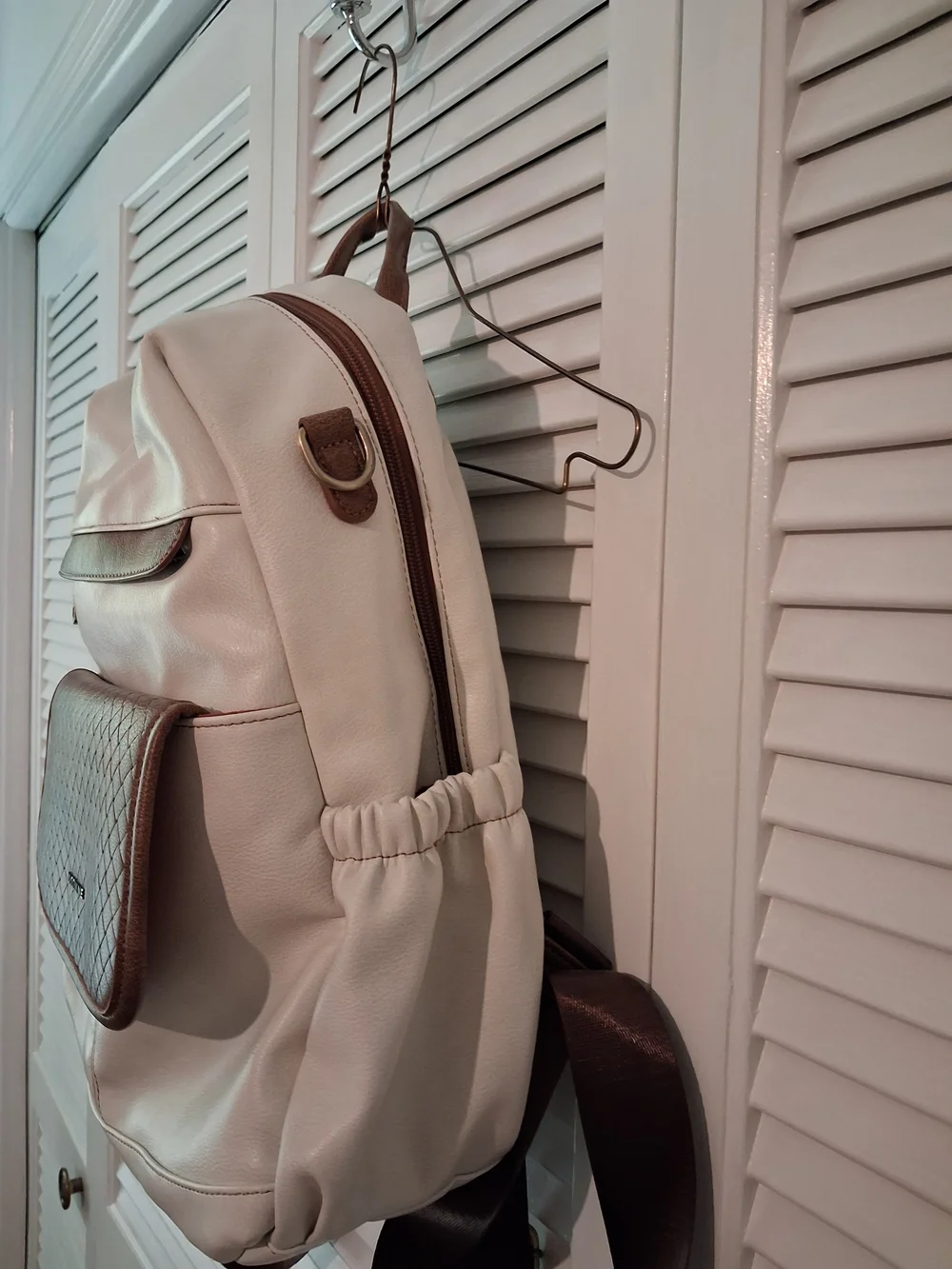 Cream & Brown Backpack Purse